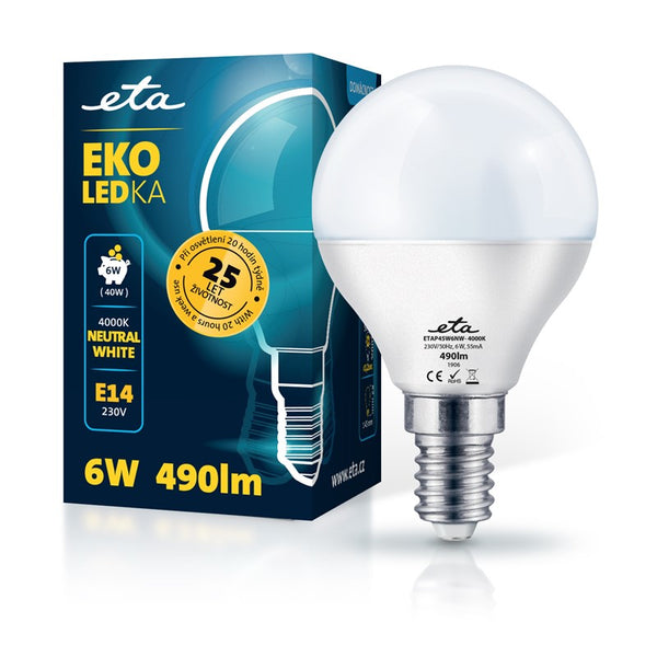 LED Bulb ETA EKO LEDka mini globe 6W, E14, neutral white (P45W6NW)