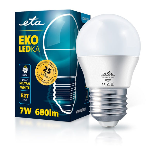 LED Bulb ETA EKO LEDka mini globe 7W, E27, neutral white (G45W7NW)
