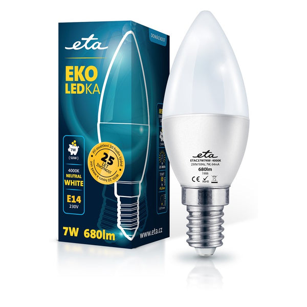LED Bulb ETA EKO LEDka plub 7W, E14,  neutral white (C37W7NW)