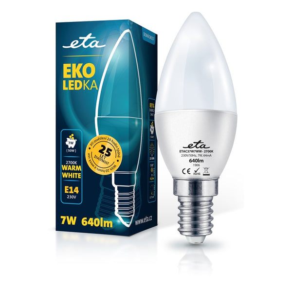 LED Bulb ETA EKO LEDka plug 7W, E14, warm white (C37W7WW)