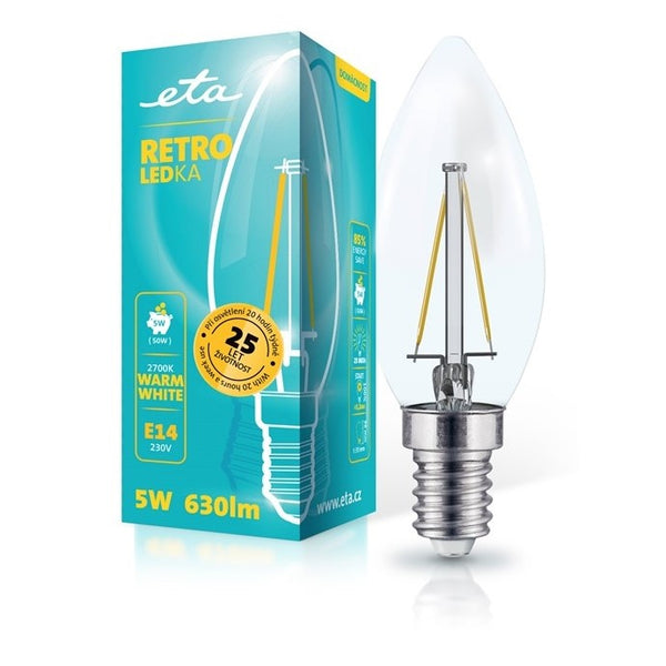LED Bulb ETA RETRO LEDka plug filiament 5W, E14, warm white (C37W5WWF)